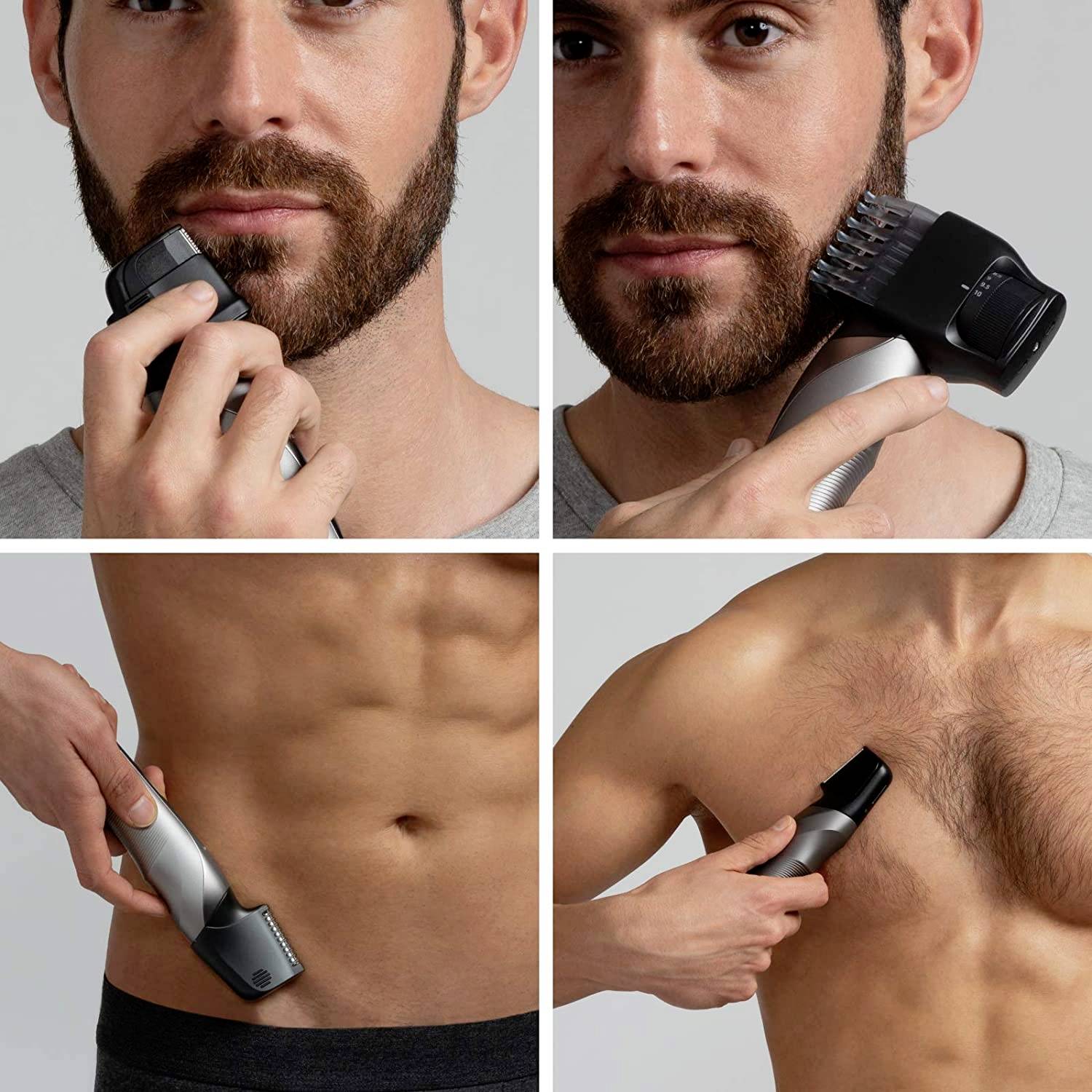 Panasonic Bartschneider, Haarschneider, Körperhaartrimmer abwaschbar Silber, Schwarz