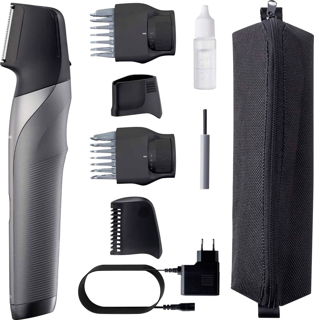 Panasonic Bartschneider, Haarschneider, Körperhaartrimmer abwaschbar Silber, Schwarz