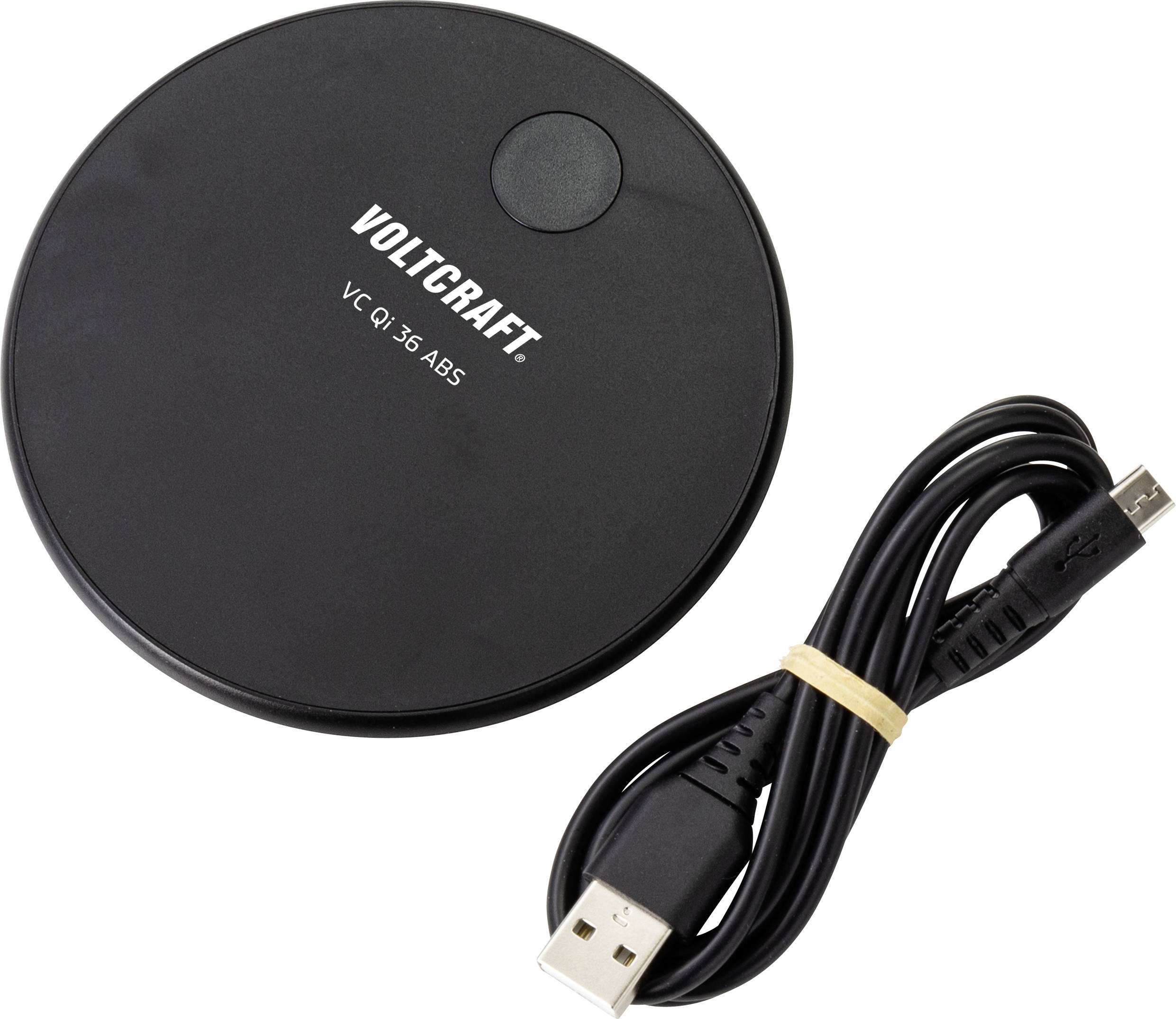 VOLTCRAFT Induktions-Ladegerät 1670mA QI-36 VC-11780510 Ausgänge Induktionslade-Standard Schwarz