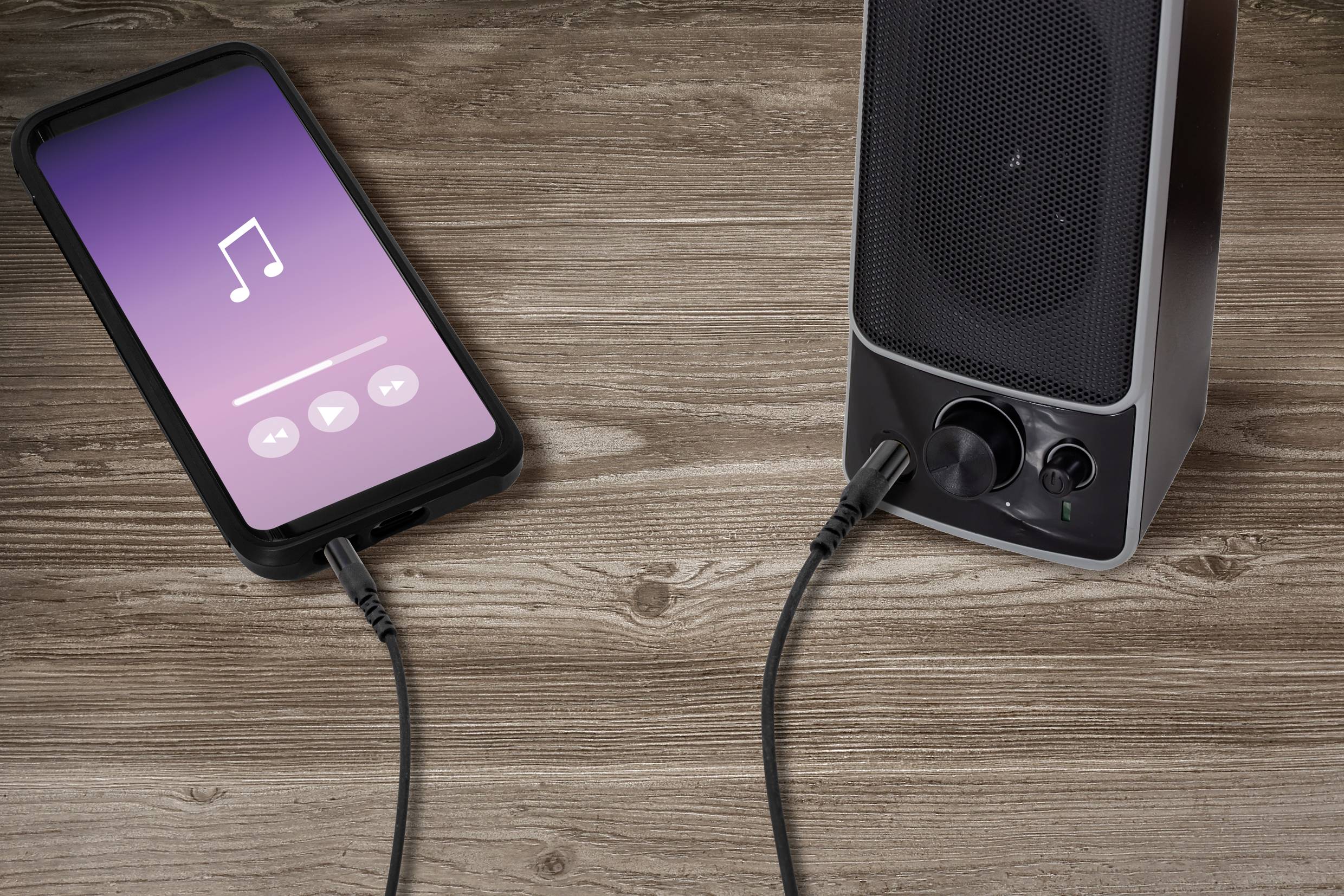 Renkforce RF-4712228 Klinke Audio Anschlusskabel [1x 3.5mm Goldkontaktstecker - 1x 3mm Goldkontaktstecker] 1.50m Schwarz mit