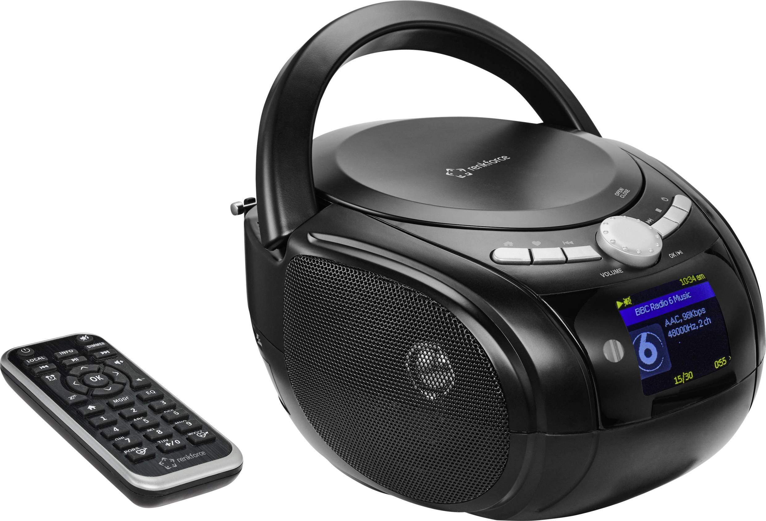 Renkforce RF-IR-300 Internet CD-Radio DAB, DAB+, Internet, UKW Bluetooth®, CD, DAB+, UKW, Internetradio, USB DLNA-fähig Schwarz
