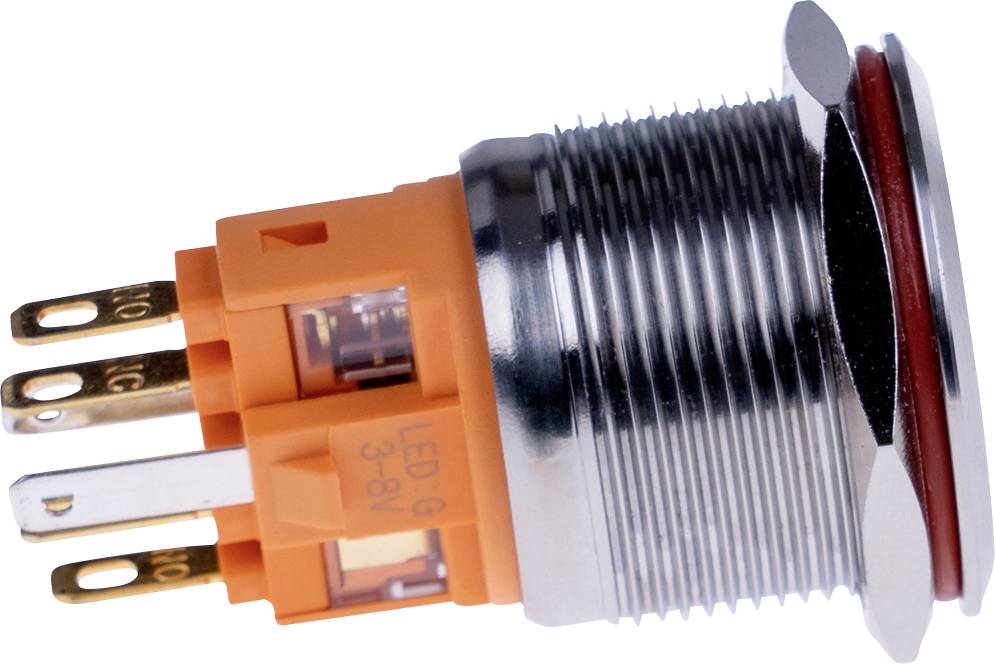 Joy-it BUTTON22B-L-GR BUTTON22B-L-GR Tastschalter 250 V/AC 7A 1 x Ein/(Aus) rastend Grün (Ø x H) 25mm x 40.40mm IP67, IK10 1St.