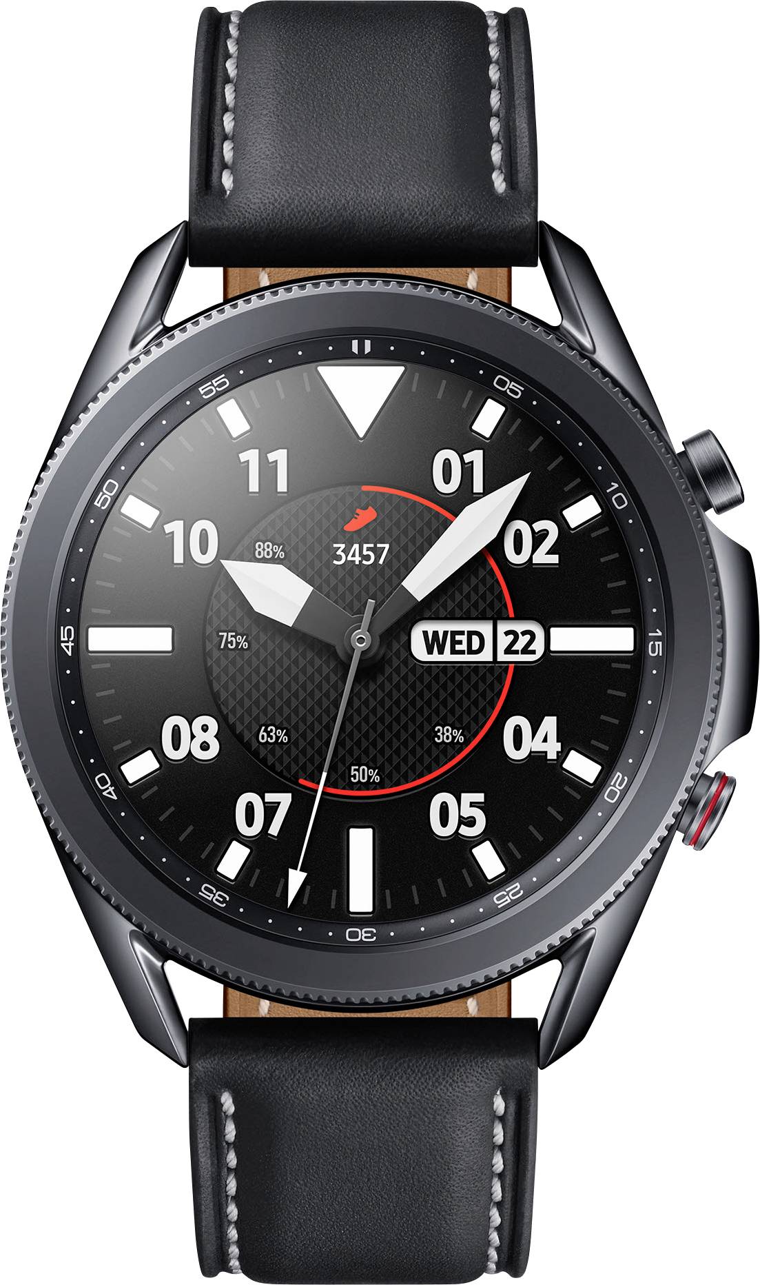 Samsung Galaxy Watch 3 Smartwatch (generalüberholt) (sehr gut) 45mm Schwarz Farbe (Armband) Schwarz