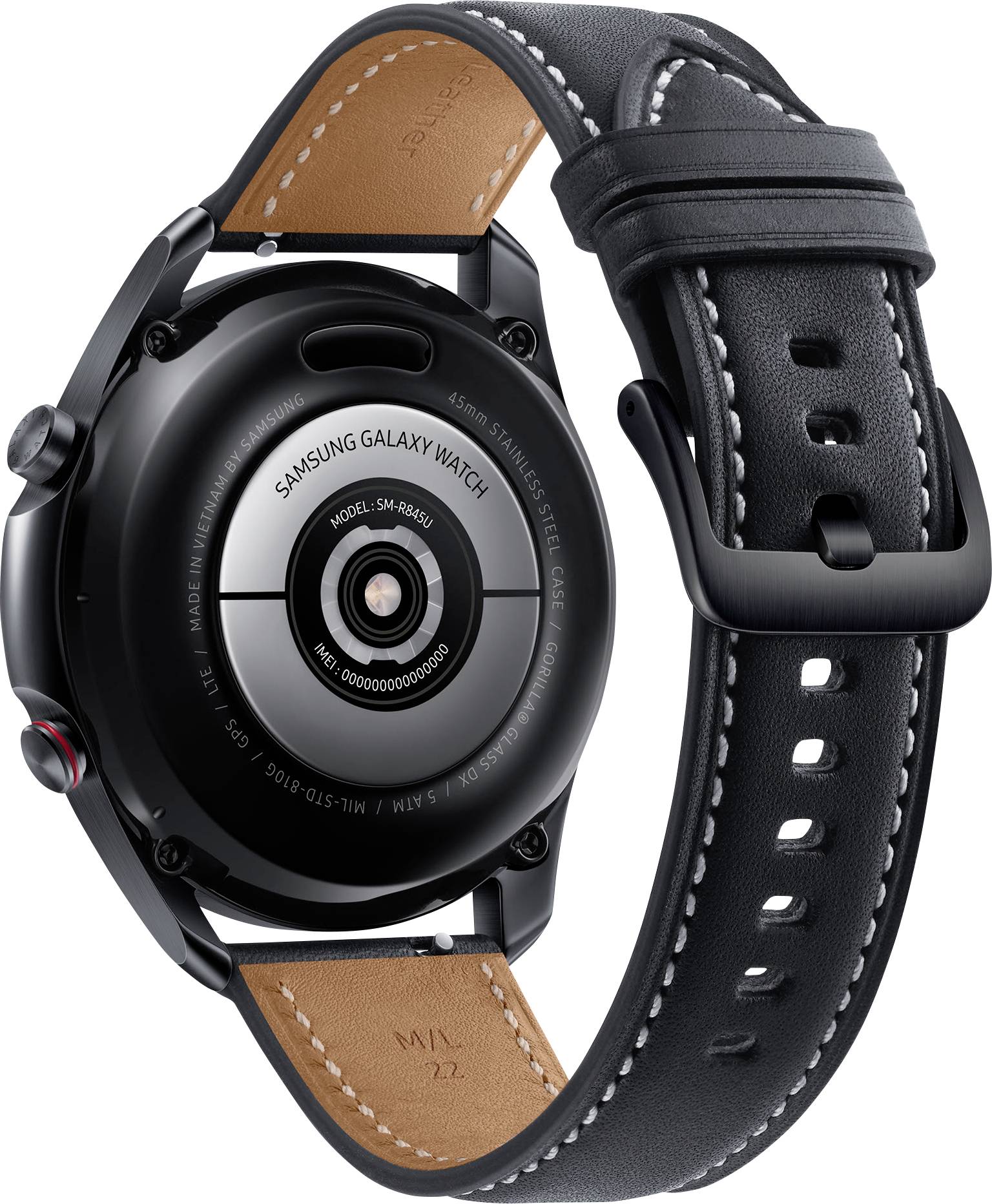 Samsung Galaxy Watch 3 Smartwatch (generalüberholt) (sehr gut) 45mm Schwarz Farbe (Armband) Schwarz