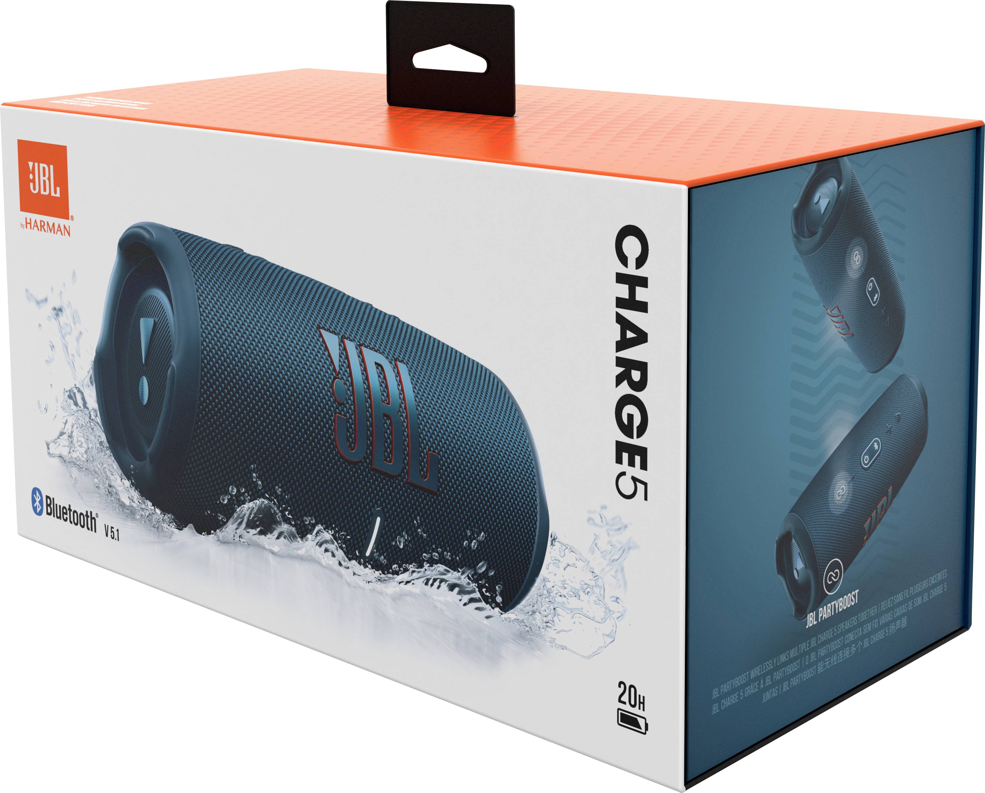 JBL CHARGE 5 Bluetooth® Lautsprecher Outdoor, Wasserfest, USB Blau