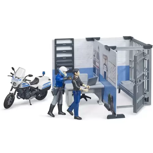 Bruder Polizeistation mit Polizeimotorrad Fertigmodell Nutzfahrzeug Modell Bruder Polizeistation mit Polizeimotorrad Fertigmodell Nutzfahrzeug Modell