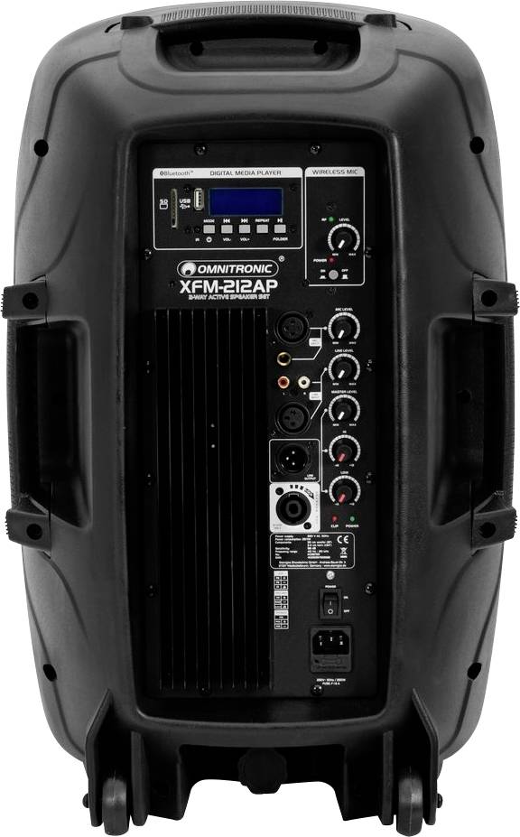 Omnitronic XFM-212AP Aktives PA-Lautsprecher-Set Bluetooth, inkl. Mikrofon, Trolley-Funktion
