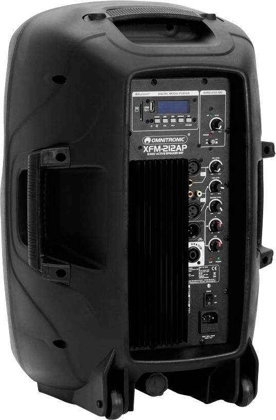 Omnitronic XFM-212AP Aktives PA-Lautsprecher-Set Bluetooth, inkl. Mikrofon, Trolley-Funktion