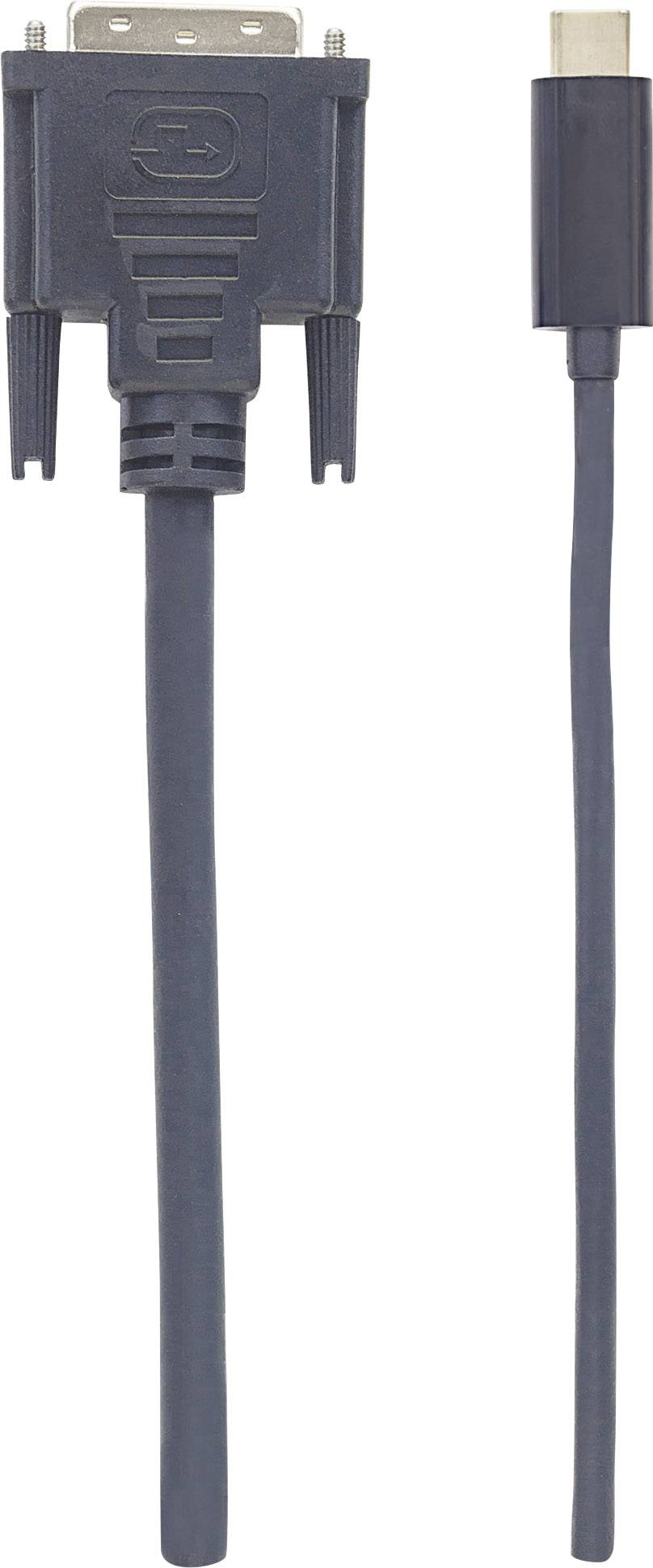 DVI-zu-DisplayPort-Adapterkabel, schwarze Farbe, links DVI-Stecker, rechts DisplayPort-Stecker, zur Verbindung von Geräten.