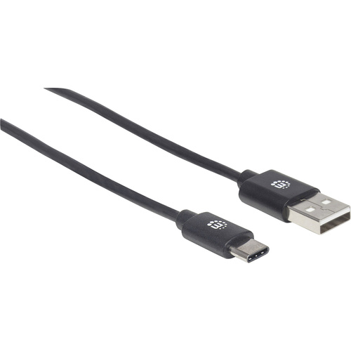 Manhattan USB-Kabel USB 2.0 USB-A Stecker, USB-C™ Stecker 3.00m Schwarz 354936