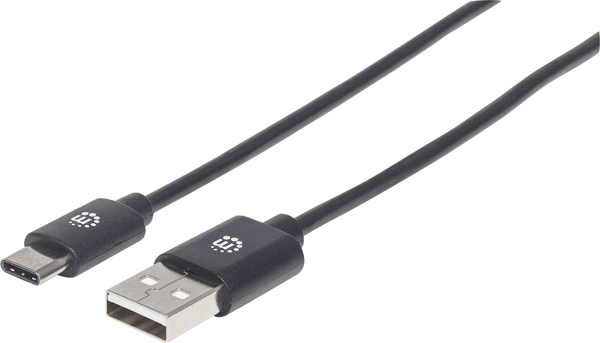 Manhattan USB-Kabel USB 2.0 USB-A Stecker, USB-C® Stecker 3.00m Schwarz 354936