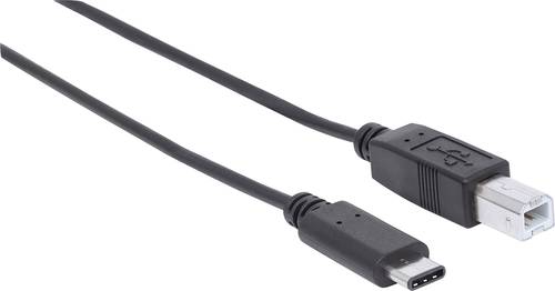Manhattan USB-Kabel USB 2.0 USB-B Stecker, USB-C™ Stecker 2.00m Schwarz