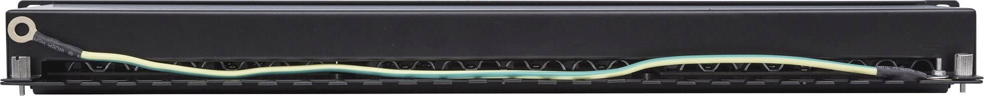 Ein schwarzes elektronisches Gerät mit einem gelb-grünen und einem schwarzen Kabel, die parallel verlaufen.