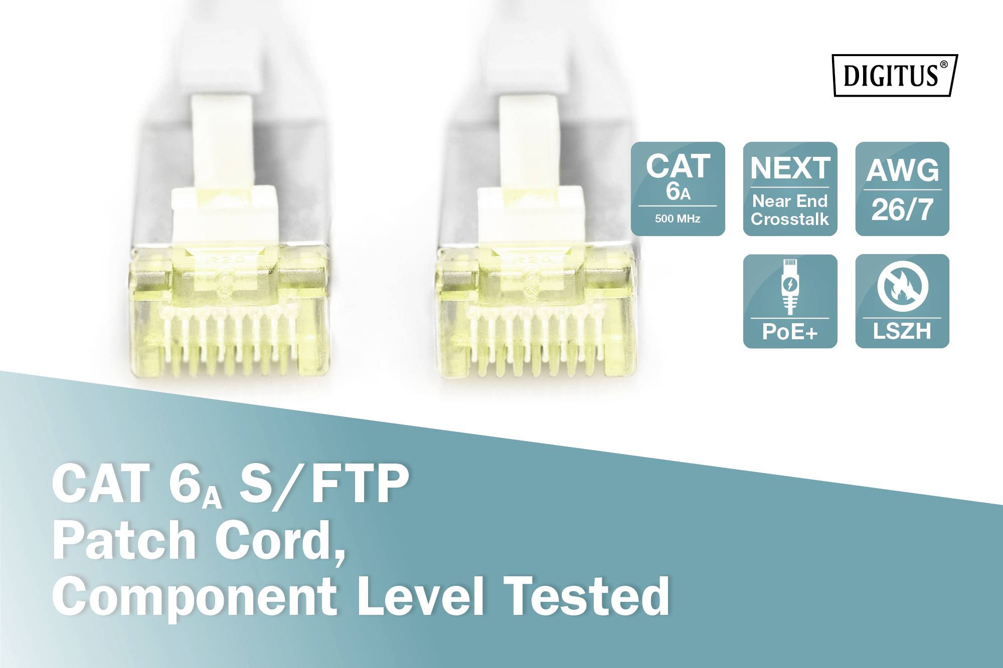 Digitus DK-1644-A-020CL RJ45 Patchkabel CAT 6a S/FTP 2.00 m Grau doppelt geschirmt, Flexibel, Geschirmt 1 St.