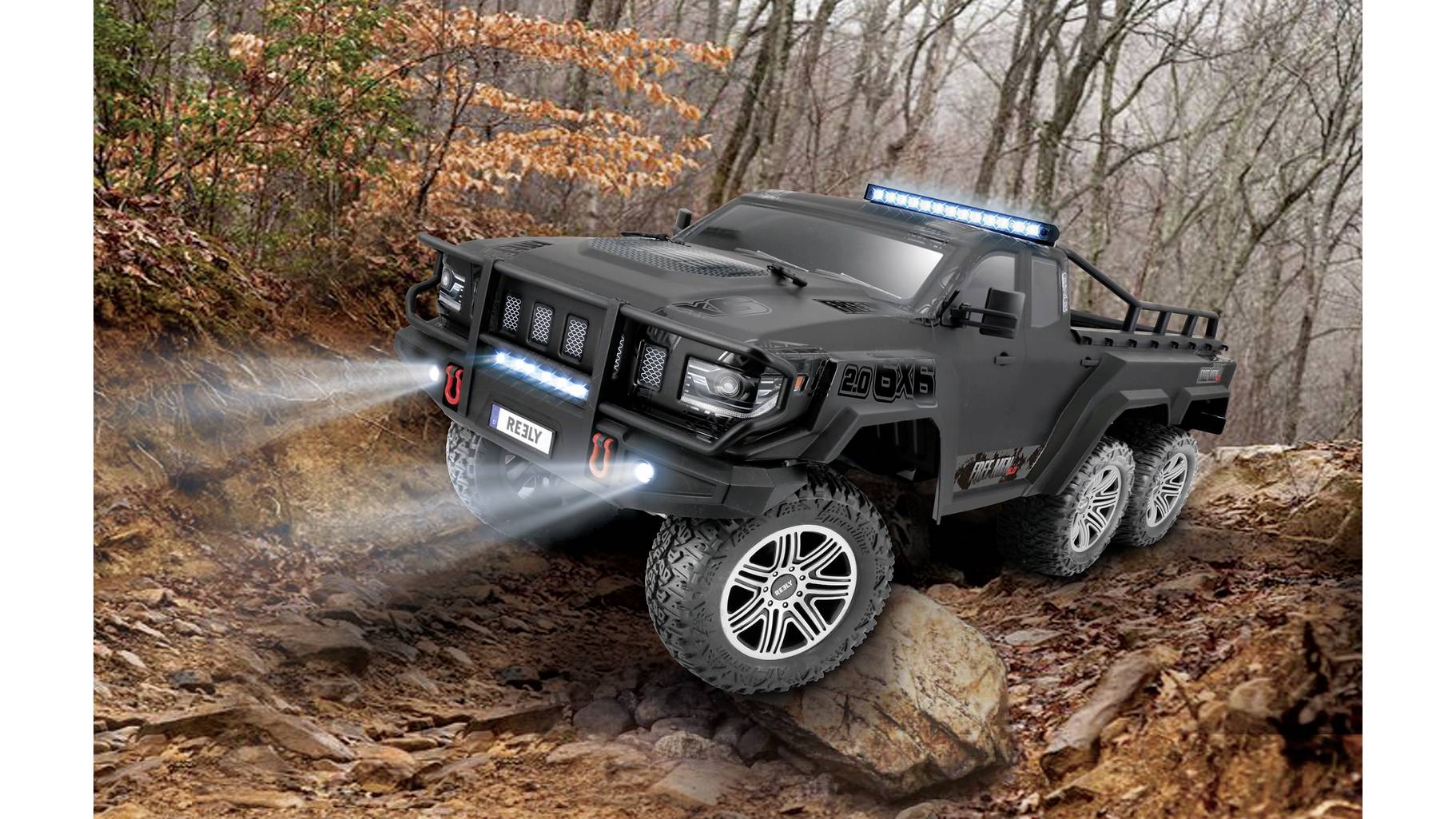 Reely Mini Freemen 1:16 Brushed RC modelauto voor beginners Elektro Crawler 4WD 100% RTR 2,4 GHz Incl. accu, oplader en Reely Mini Freemen 1:16 Brushed RC modelauto voor beginners Elektro Crawler 4WD 100% RTR 2,4 GHz Incl. accu, oplader en