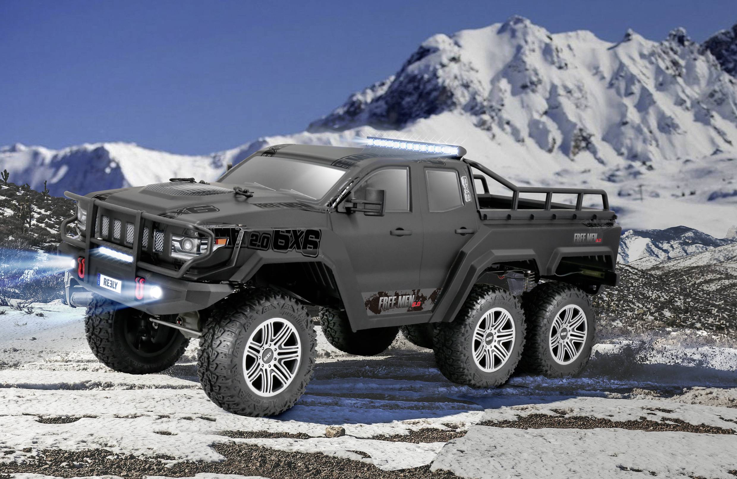 Reely FreeMen 2.0 6x6 Brushed 1:10 RC Modellauto Elektro Crawler Allradantrieb (6WD) 100% Premium RtR 2,4 GHz inkl. Akku, Ladegerät und