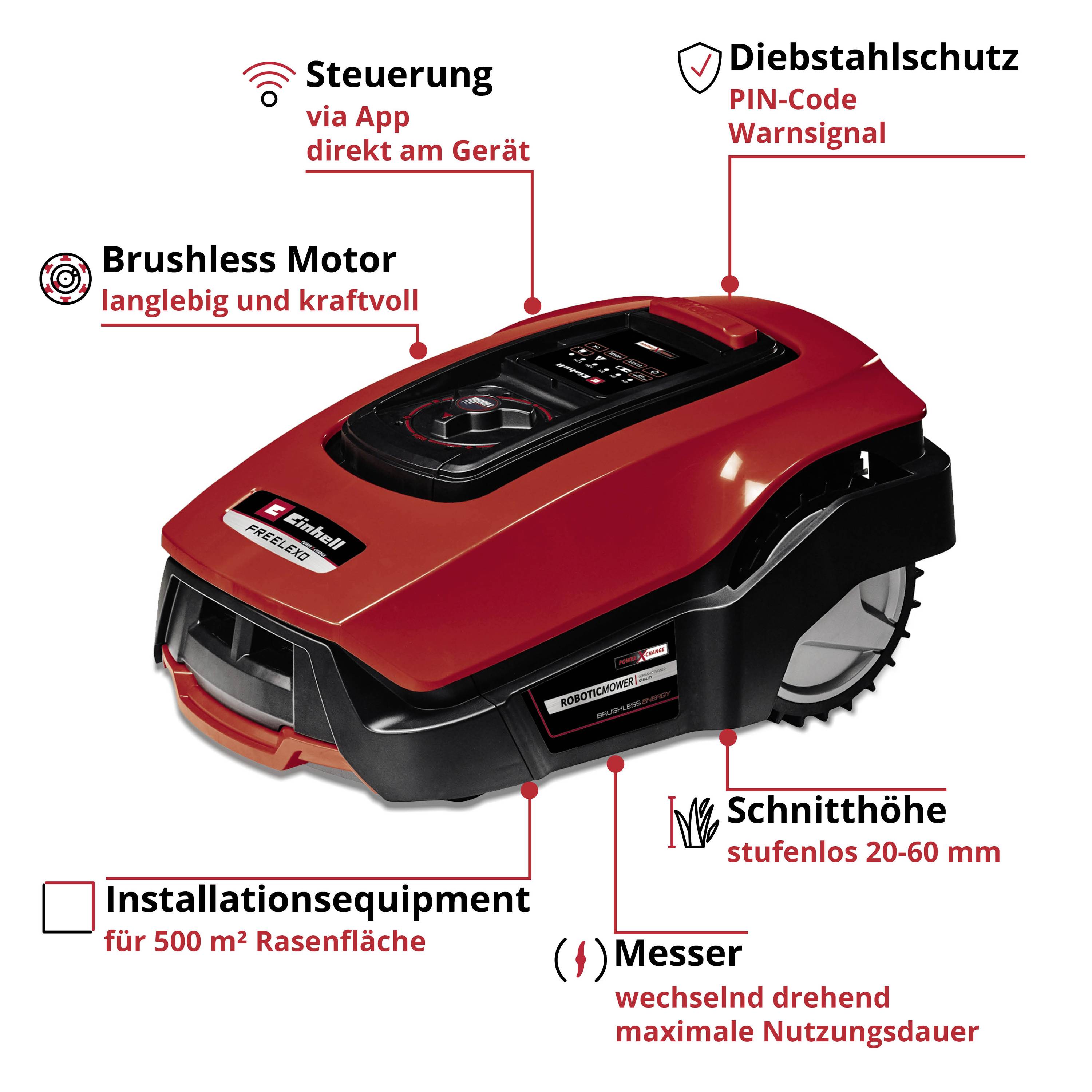 Einhell 4326363 FREELEXO 500 BT Mähroboter Geeignet für Fläche max. 500 m²