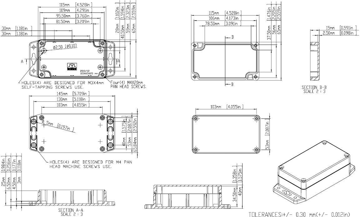 Gainta G203CMF Universal-Gehäuse 115 x 65 x 40 Polycarbonat Hellgrau, Klar 1St.