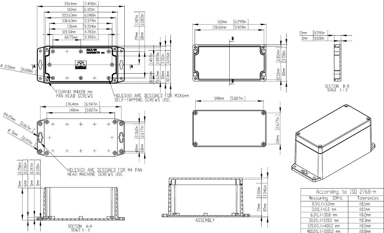 Gainta G265CMF Universal-Gehäuse 160 x 80 x 85 Polycarbonat Hellgrau, Klar 1St.