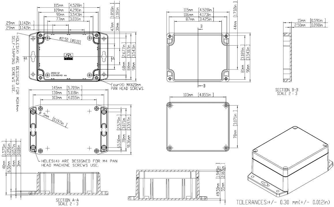 Gainta G311MF Universal-Gehäuse 115 x 90 x 55 ABS Kunststoff Dunkelgrau 1St.