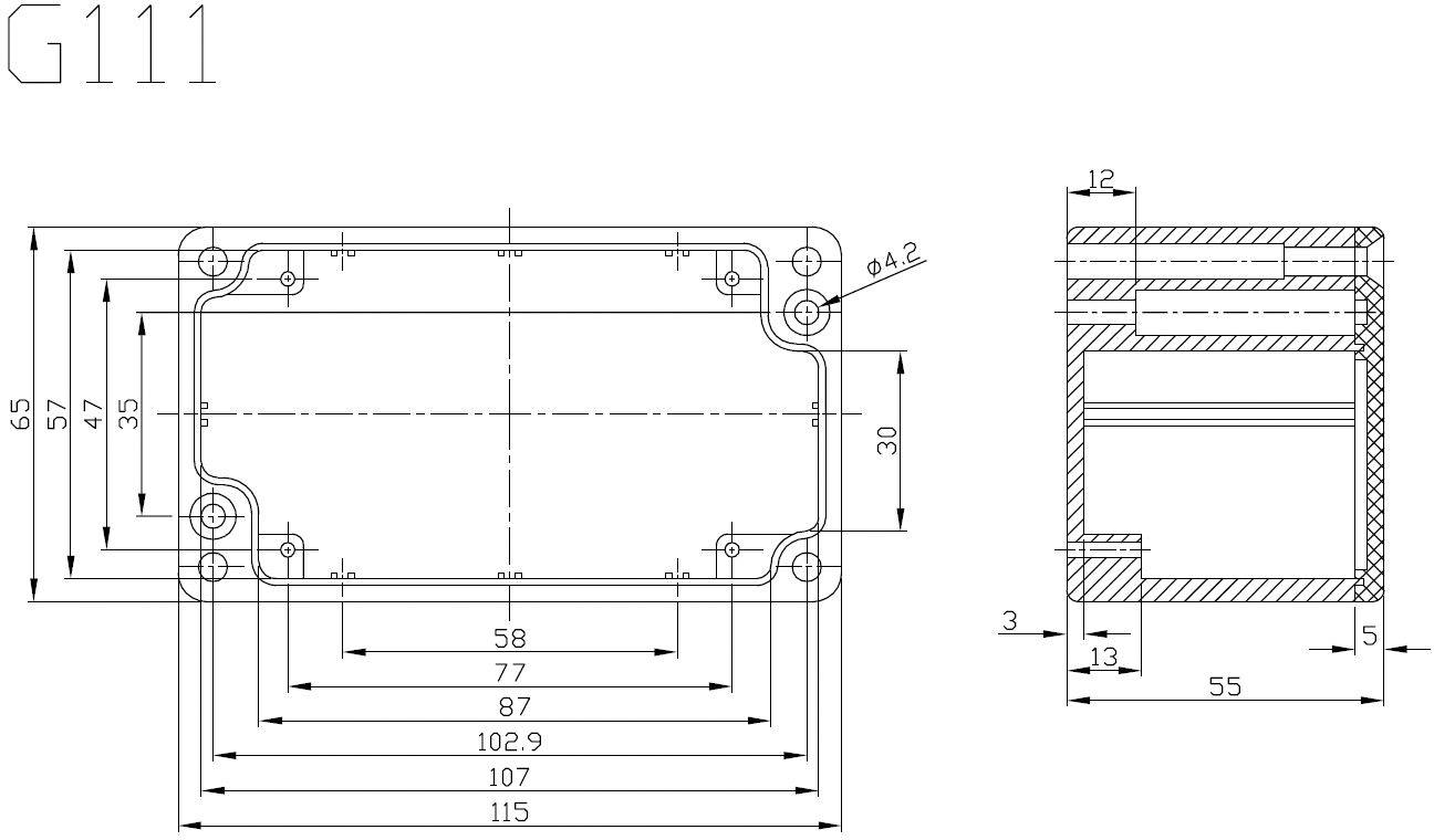 Gainta G111 Universal-Gehäuse 115 x 65 x 55 Aluminium Aluminium legiert Aluminium (Natur) 1St.