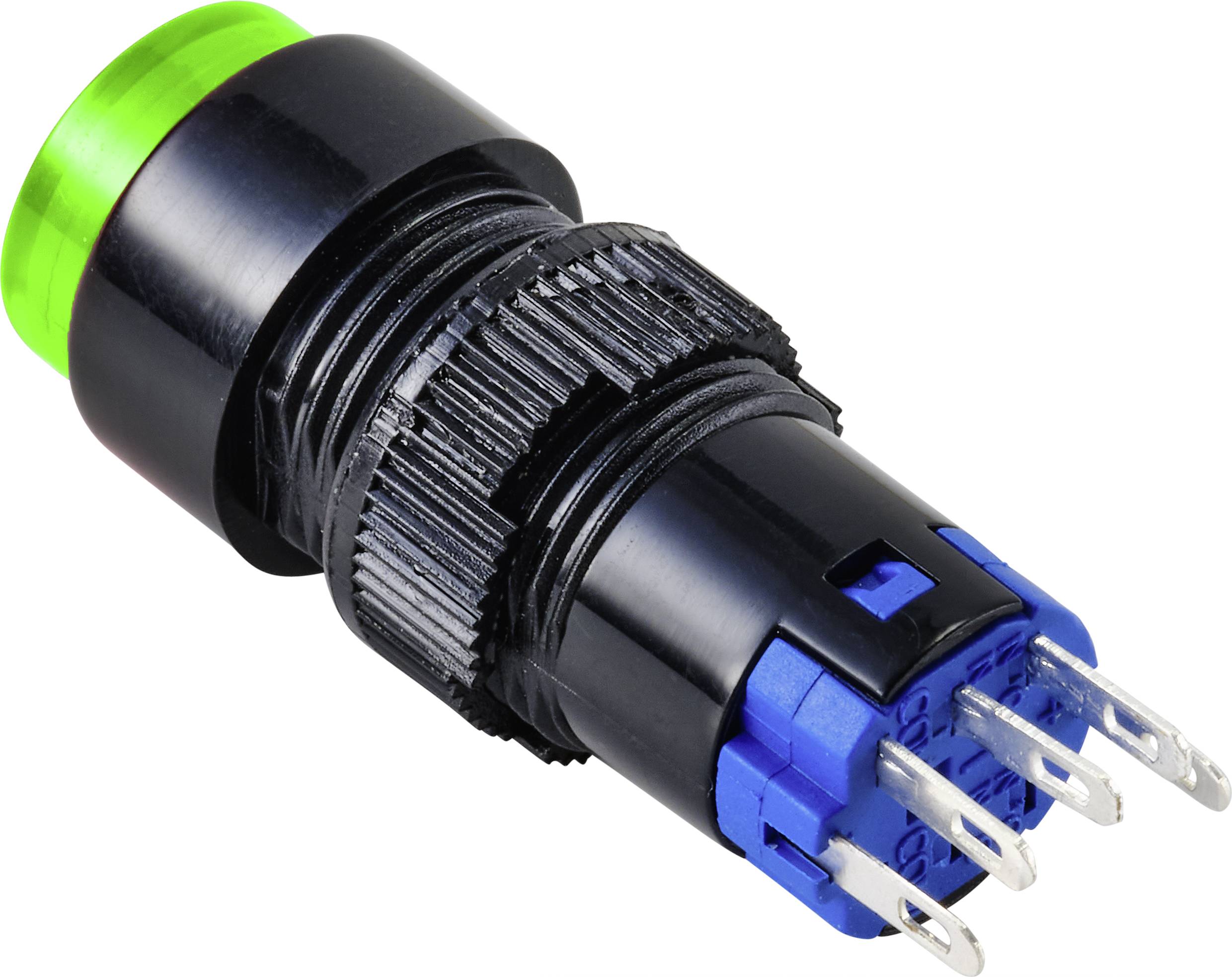 TRU COMPONENTS TC-9428076 LAS2Y-11Z/G/12V Druckschalter 250V 3A 1 x Aus/Ein rastend Grün IP40 1St.