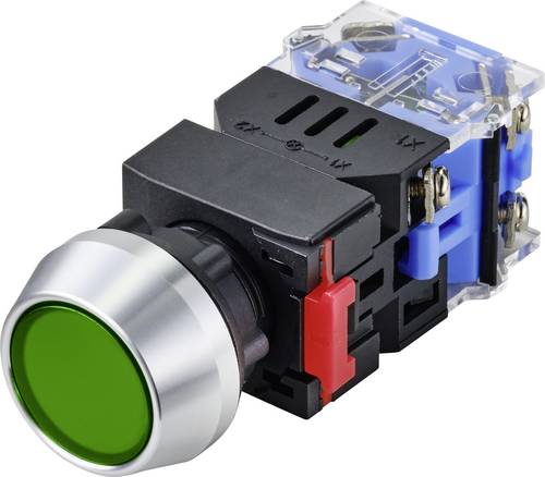 TRU COMPONENTS TC-9428124 LAS0-L-11Z/G/12V Druckschalter 250 V 5 A 1 x Aus/Ein rastend Grün IP40 1