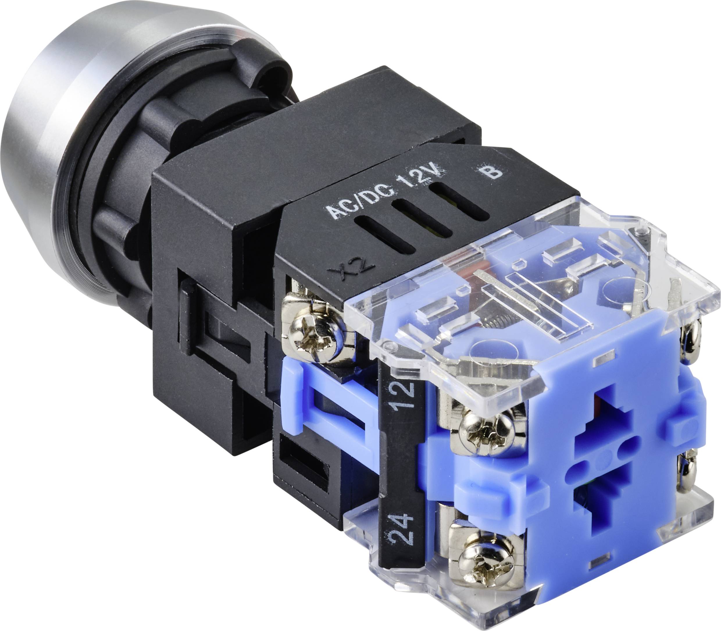 TRU COMPONENTS TC-9428116 LAS0-L-11/B/12V Drucktaster 250V 5A 1 x Aus/(Ein) tastend Blau IP40 1St.