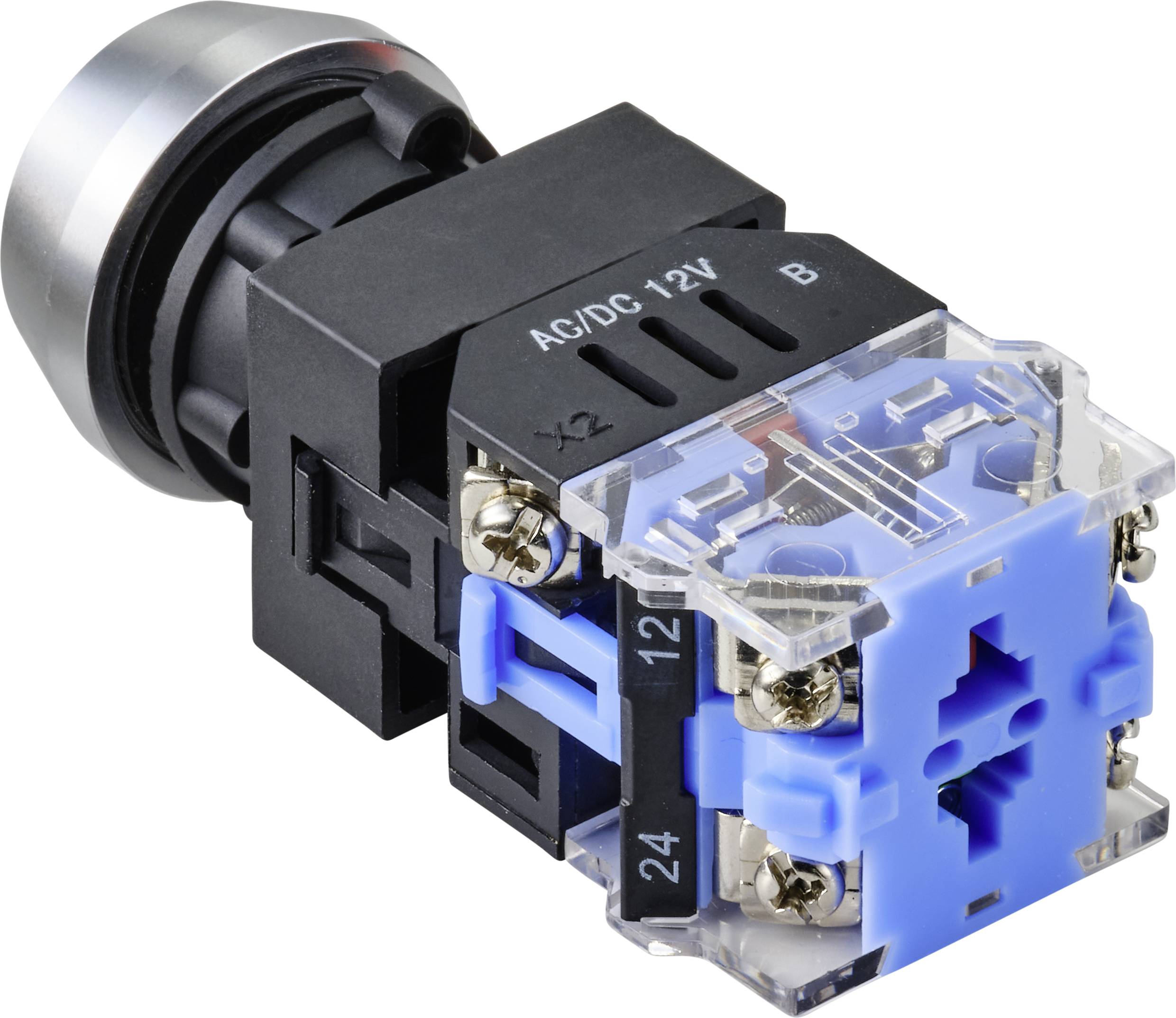 TRU COMPONENTS TC-9428152 LAS0-L-11ZEB/B/12V Druckschalter 250V 5A 1 x Aus/Ein rastend Blau IP40 1St.