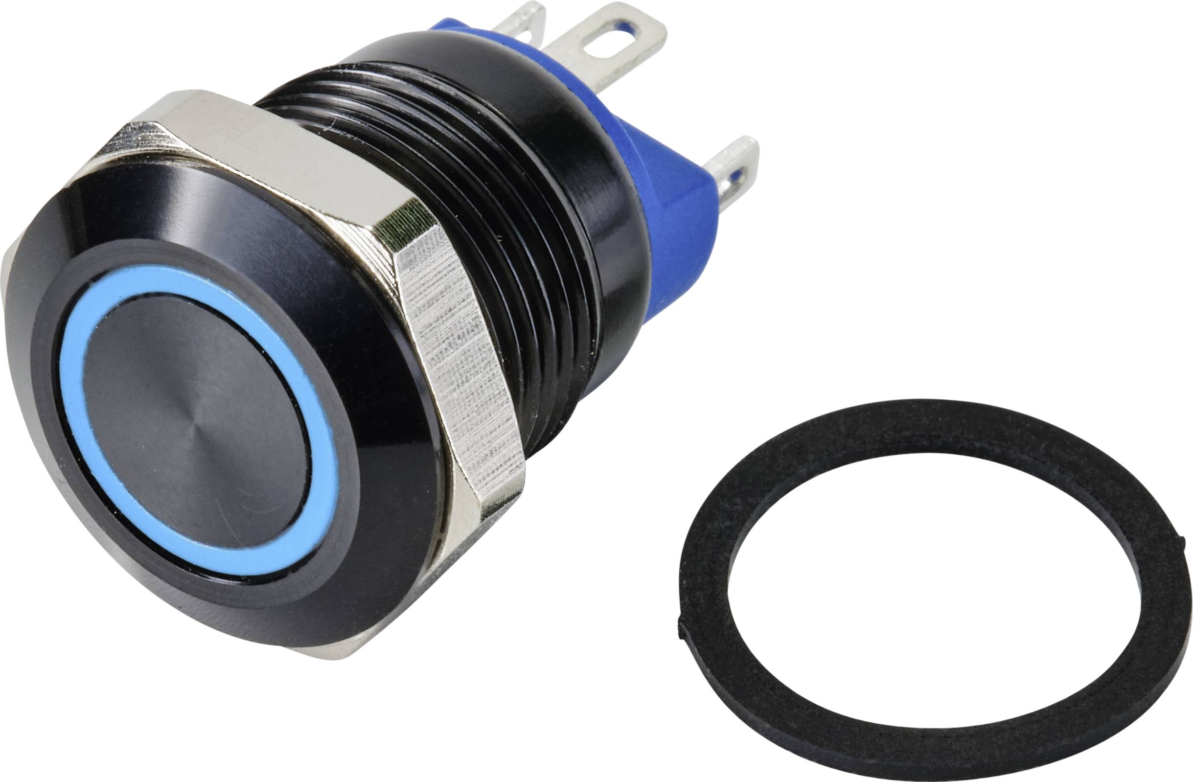 TRU COMPONENTS TC-9428156 GQ12-AF-10E/J/B/12V/A Drucktaster 48 V/DC 2 A 1 x Aus/(Ein) tastend Blau