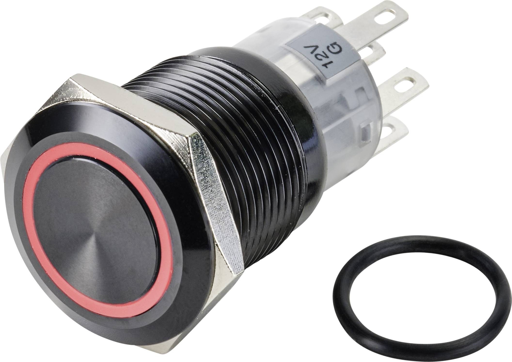 TRU COMPONENTS TC-9428172 LAS1-AGQ-22E/R/12V/A Drucktaster 250 V/AC 3A 2 x Aus/(Ein) tastend Rot (Ø) 19mm IP65 1St.