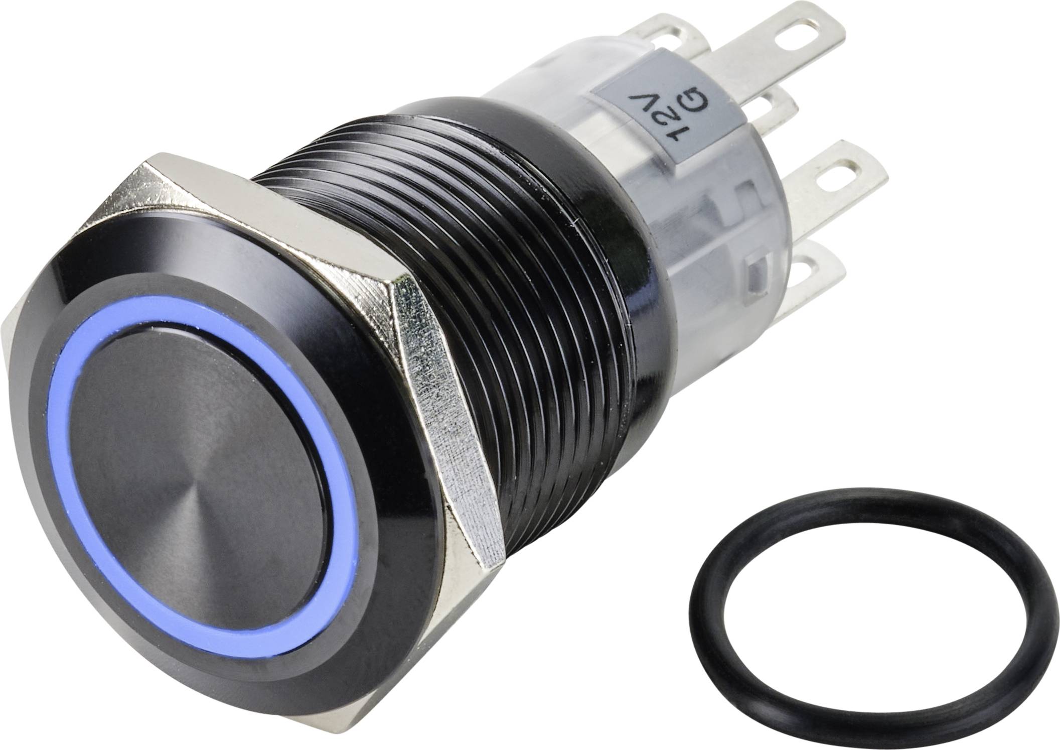 TRU COMPONENTS TC-9428176 LAS1-AGQ-22E/B/12V/A Drucktaster 250 V/AC 3A 2 x Aus/(Ein) tastend Blau (Ø) 19mm IP65 1St.