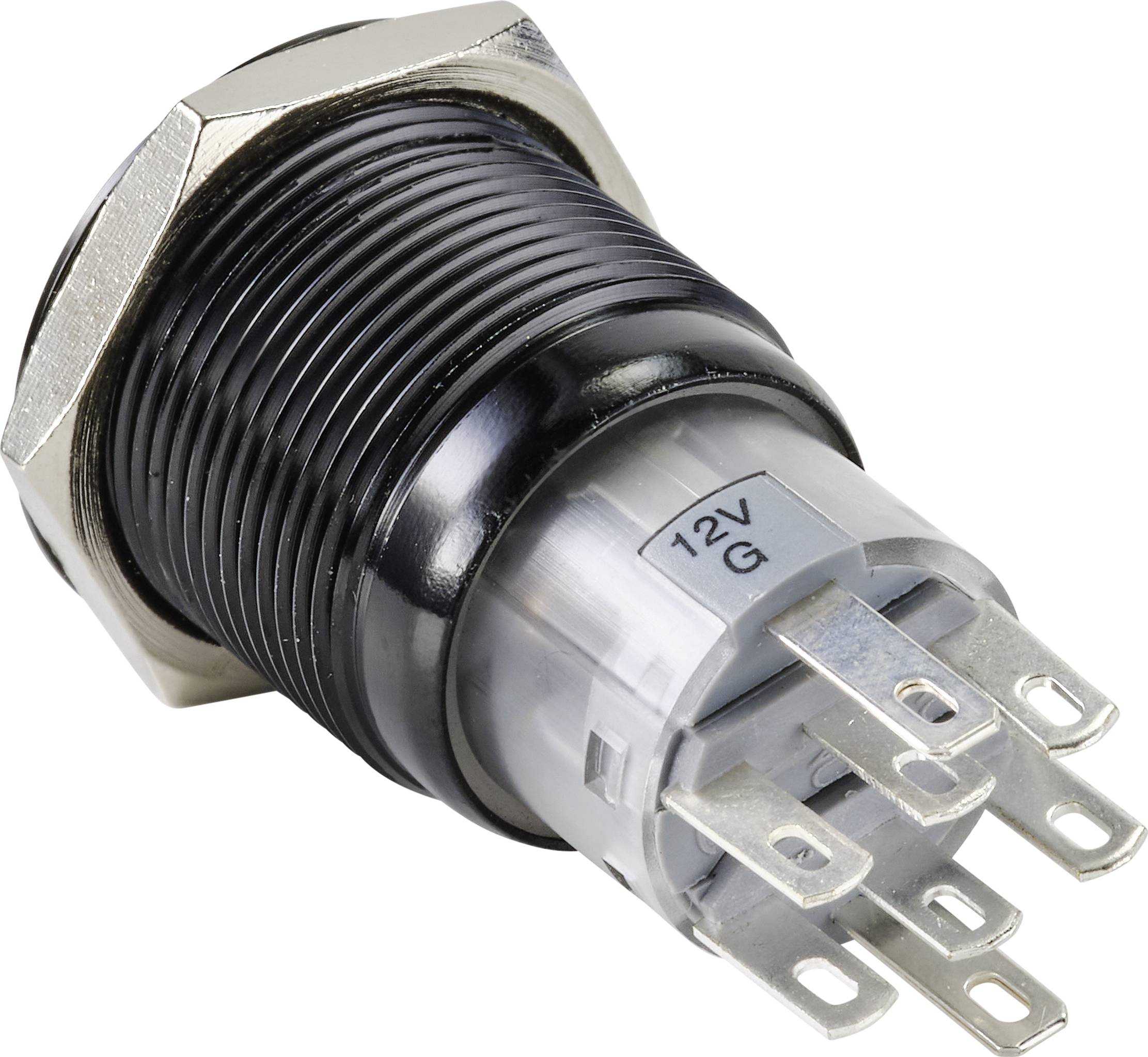 TRU COMPONENTS TC-9428176 LAS1-AGQ-22E/B/12V/A Drucktaster 250 V/AC 3A 2 x Aus/(Ein) tastend Blau (Ø) 19mm IP65 1St.