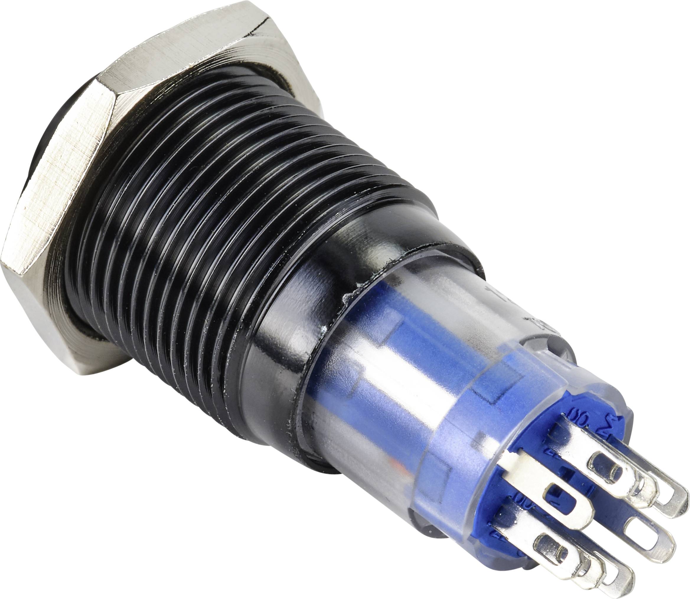 TRU COMPONENTS TC-9428200 LAS2GQH-11E/B/12V/A/P Drucktaster 250V 3A 1 x Aus/(Ein) tastend Blau IP65 1St.