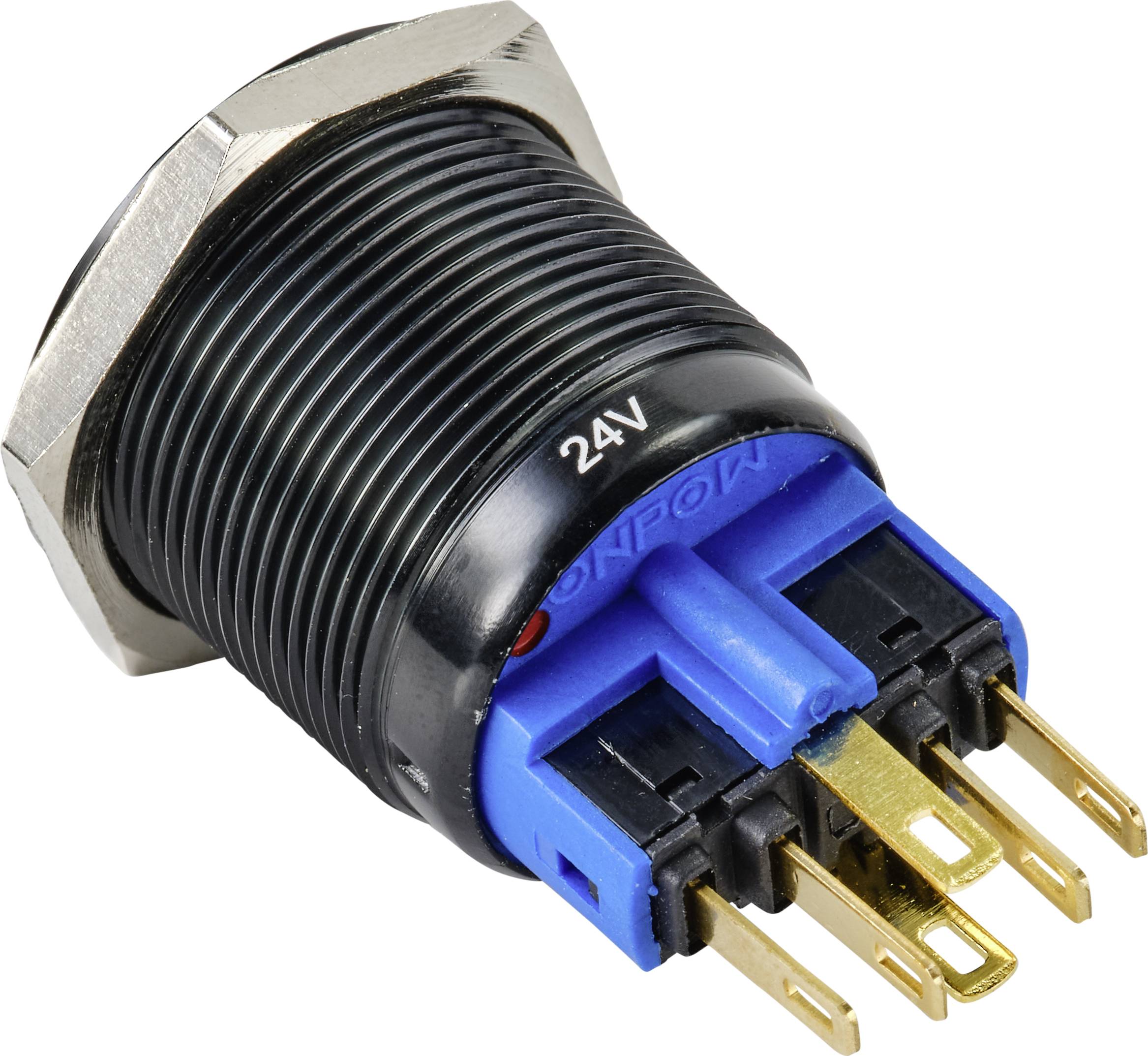 TRU COMPONENTS TC-9428220 GQ22-11ZE/B/12V/A Drucktaster 250 V/AC 3A 1 x Aus/Ein rastend Blau IP65 1St.