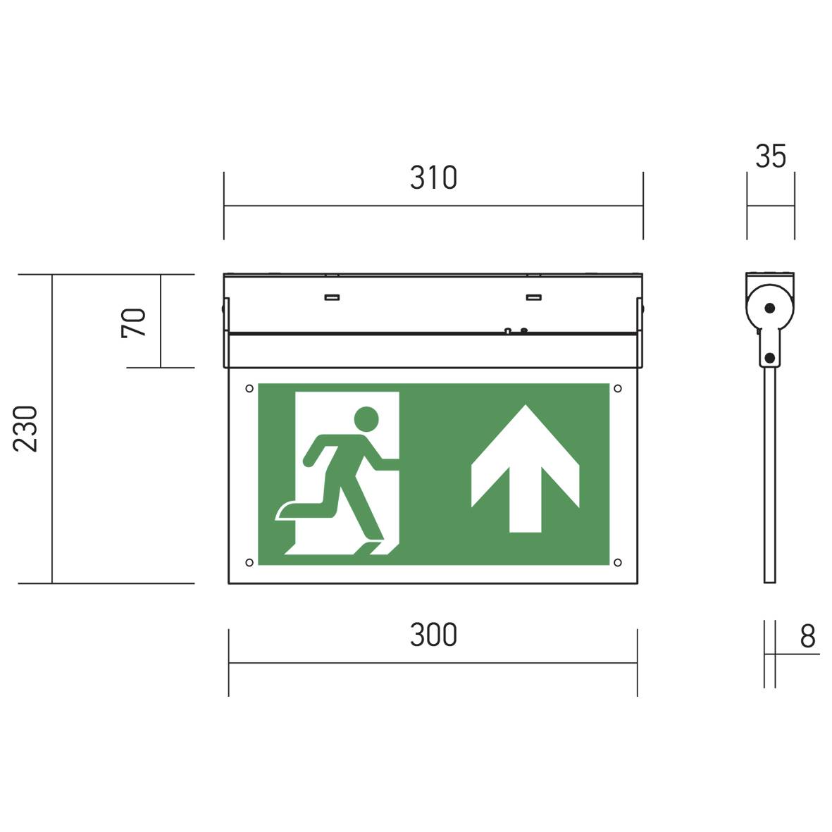 B-SAFETY BR599130 LED Fluchtweg-Notbeleuchtung Deckenaufbaumontage Ausgang, Rettungsweg, rechts, links