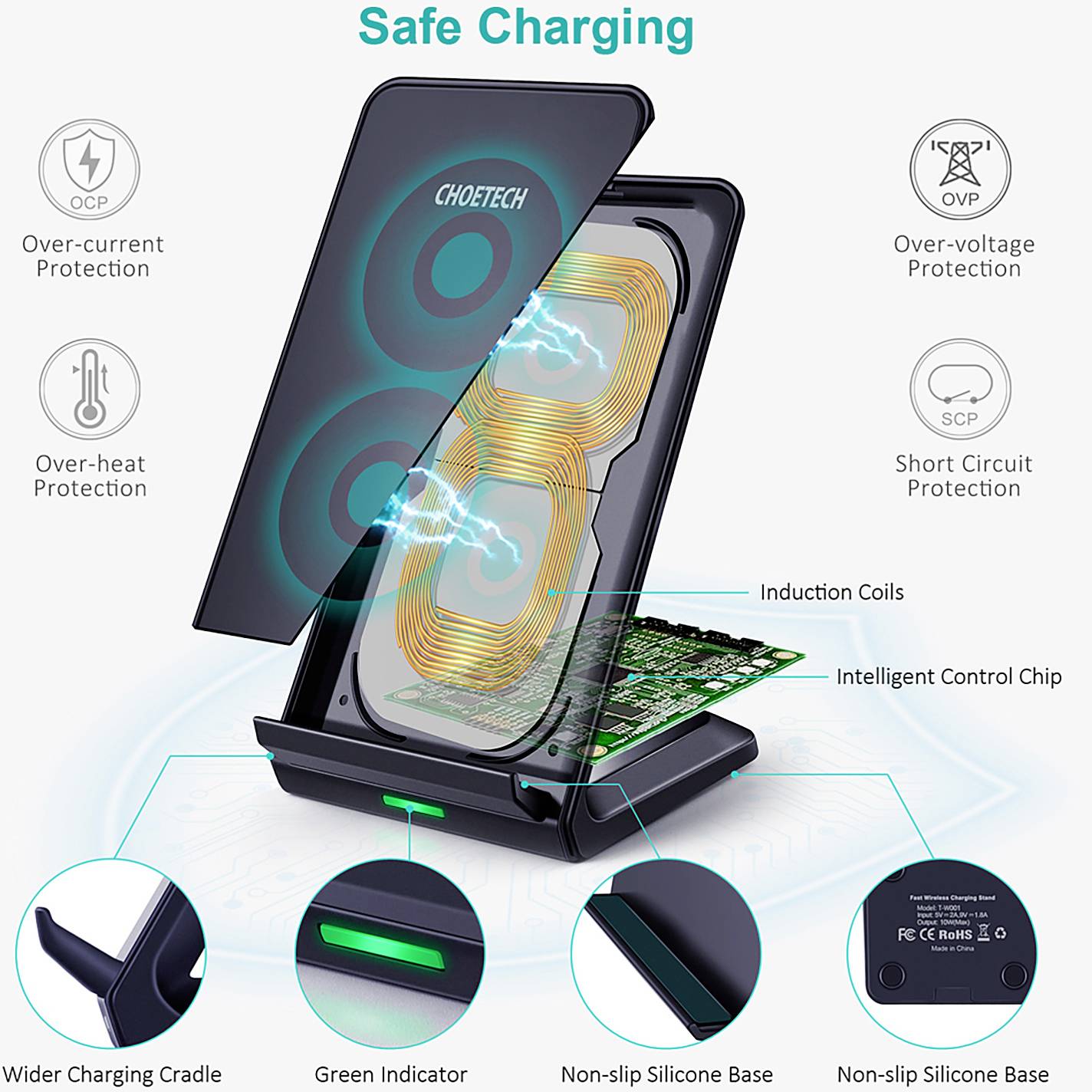 Induktions-Ladegerät CT-T524-S Ausgänge USB