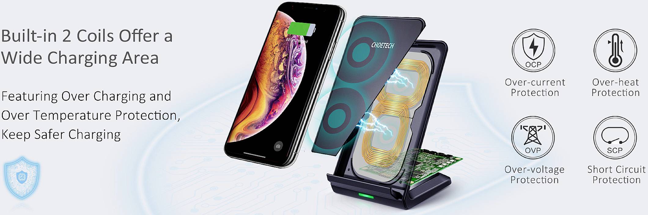 Induktions-Ladegerät CT-T524-S Ausgänge USB