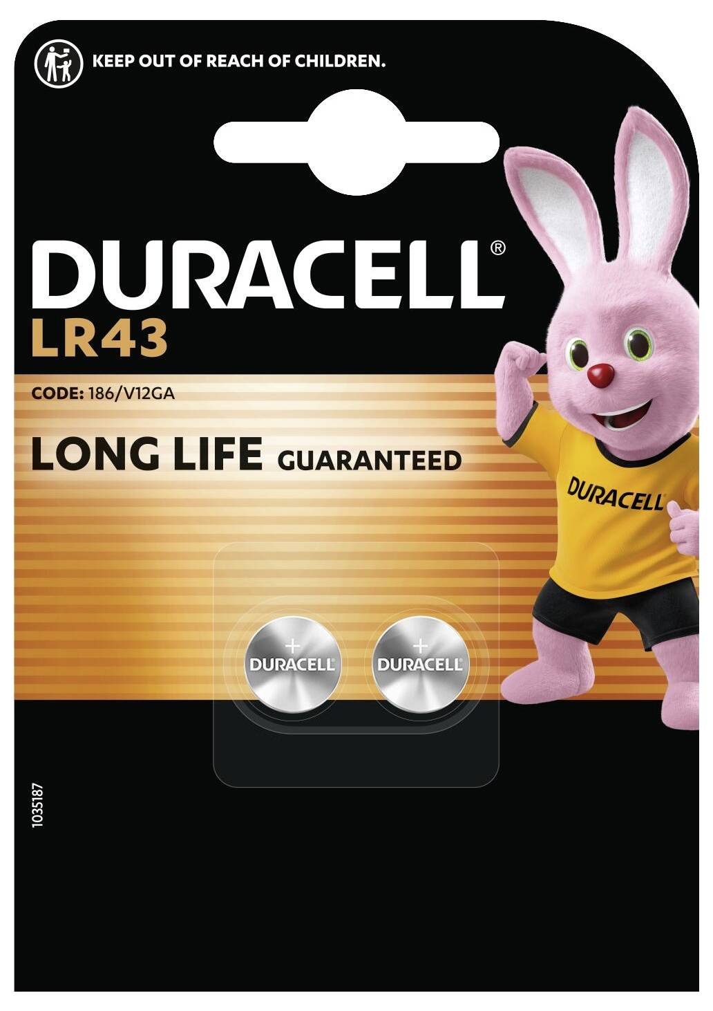 Duracell Knopfzelle LR 43 1.5V 2 St. 73 mAh Alkali-Mangan AG12