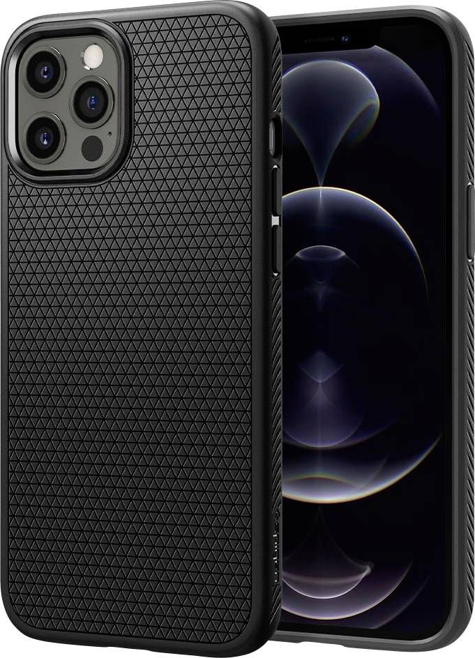 Spigen Liquid Air Backcover Apple iPhone 12 Pro Schwarz Stoßfest, Induktives Laden ACS01701