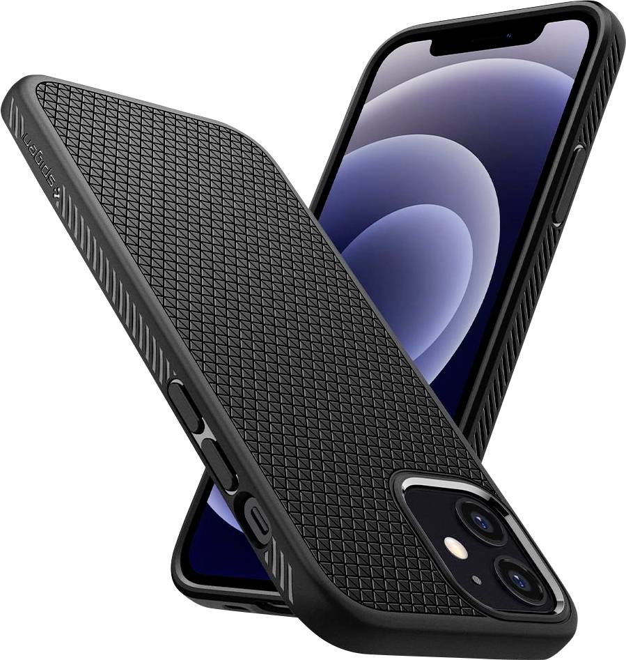 Spigen Liquid Air Backcover Apple iPhone 12 Pro Schwarz Stoßfest, Induktives Laden ACS01701