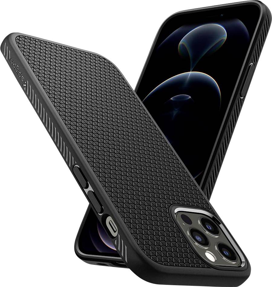 Spigen Liquid Air Backcover Apple iPhone 12 Pro Schwarz Stoßfest, Induktives Laden ACS01701