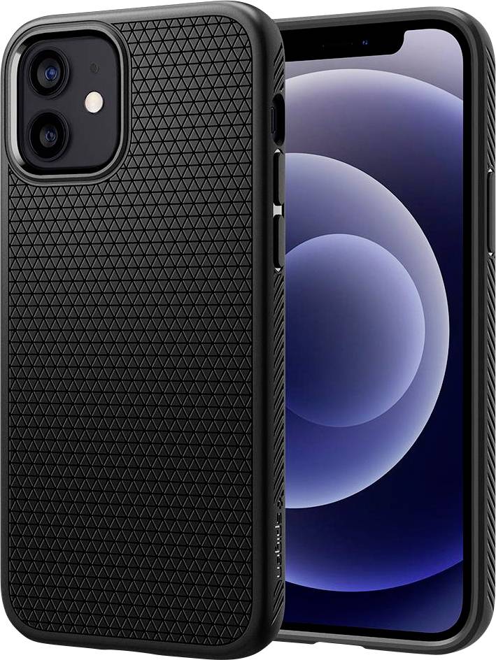 Spigen Liquid Air Backcover Apple iPhone 12 Pro Schwarz Stoßfest, Induktives Laden ACS01701