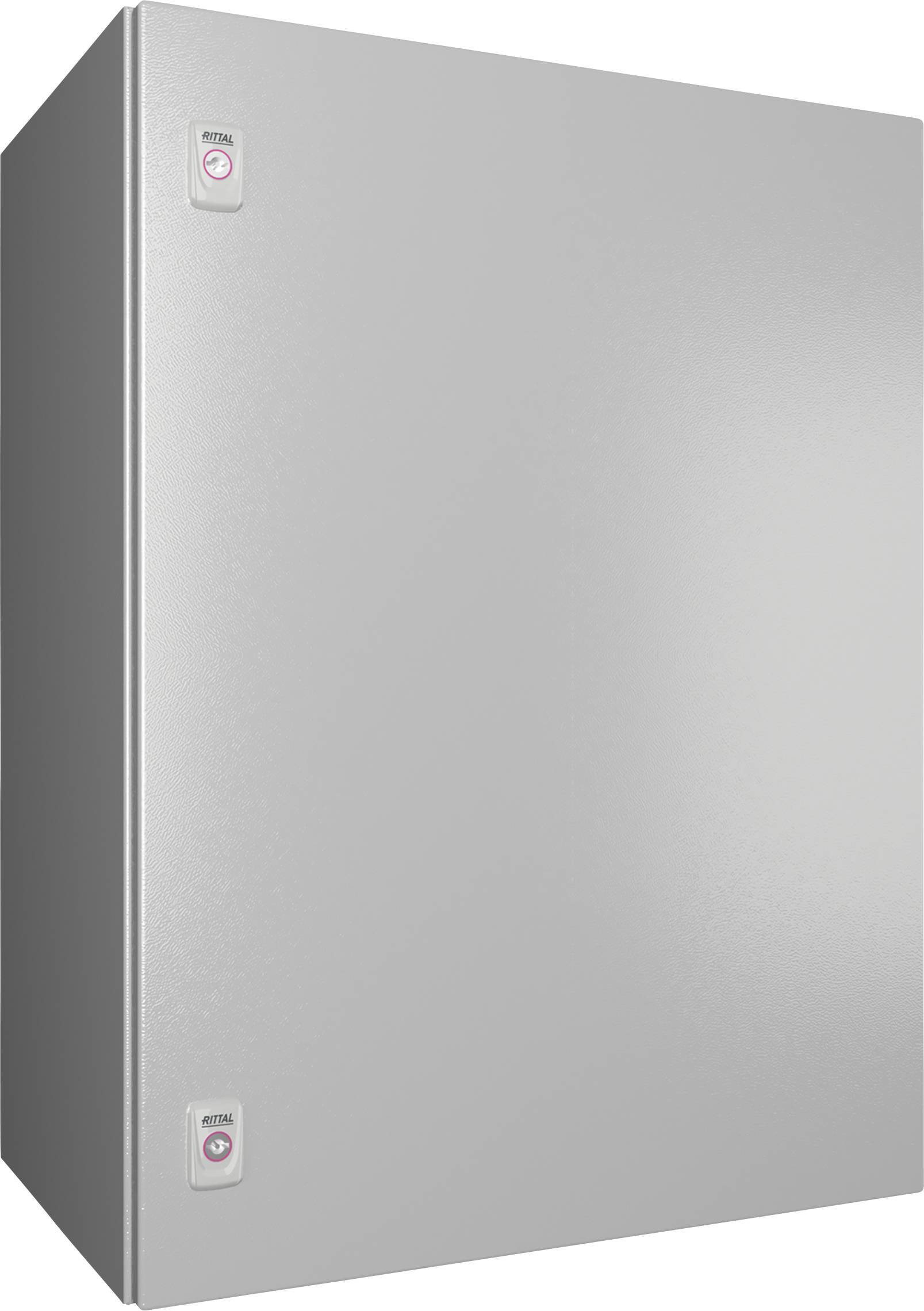 Metallschrank mit zwei Schließmechanismen an der Vorderseite.