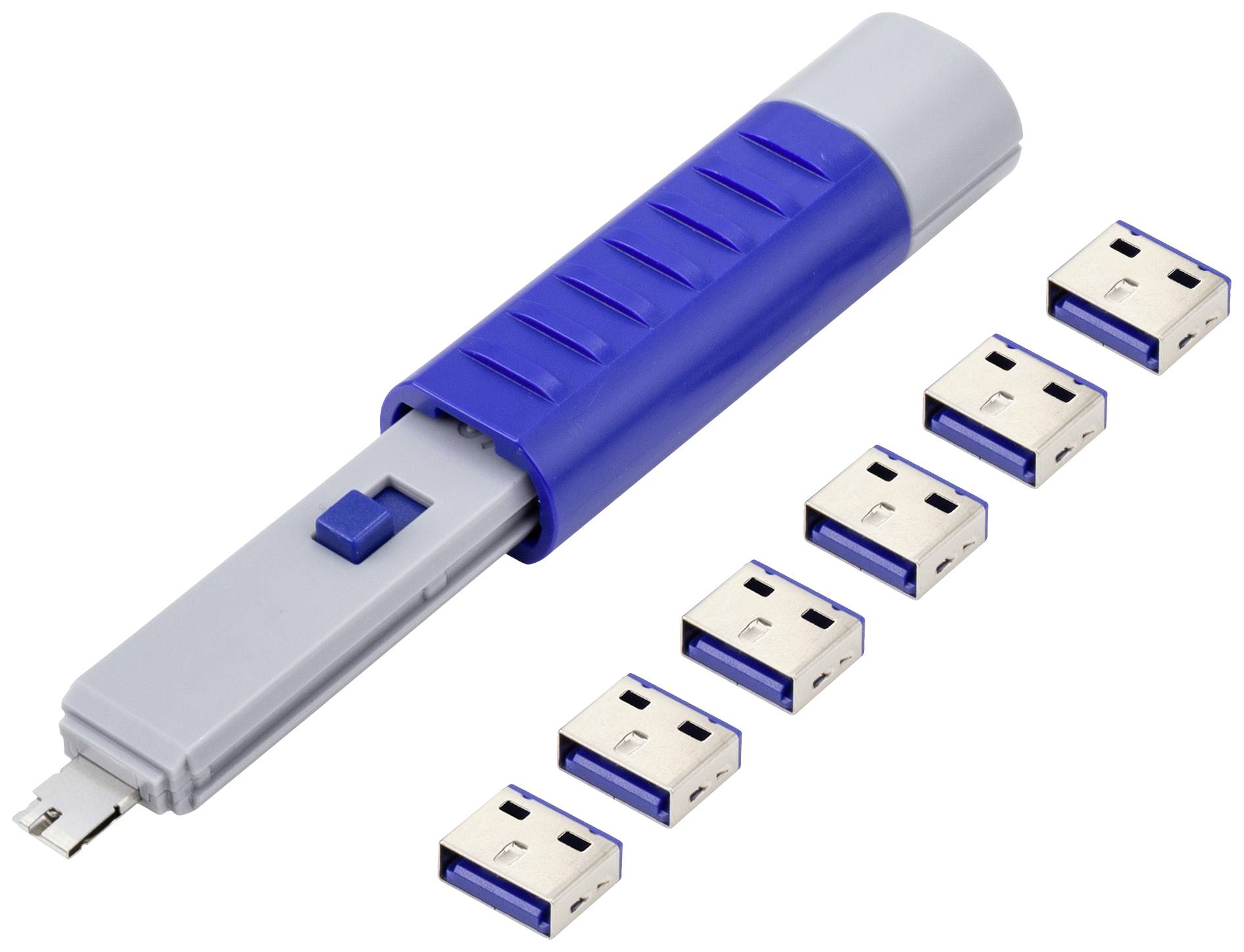 Renkforce USB-A Port Schloss RF-4714586 6er Set Silber, Blue inkl. 1 Schlüssel RF-4714586