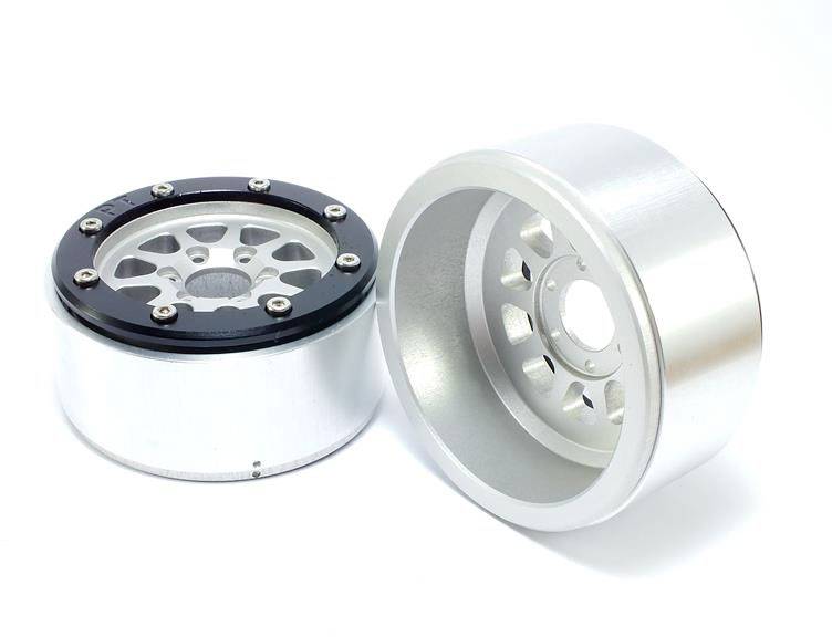 Metsafil 1:10 Crawler Felgen Gear Silber-Schwarz 1 Paar