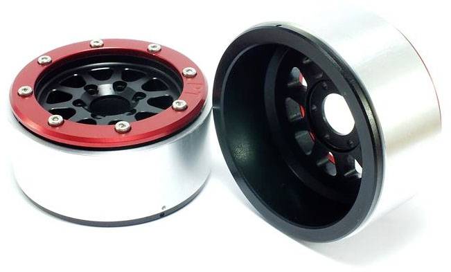 Metsafil 1:10 Crawler Felgen Gear Schwarz-Rot 1 Paar