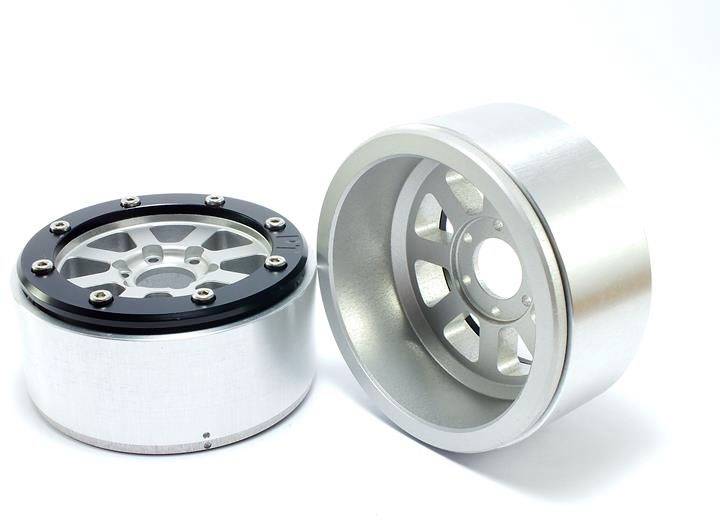 Metsafil 1:10 Crawler Felgen Hammer Silber-Schwarz 1 Paar