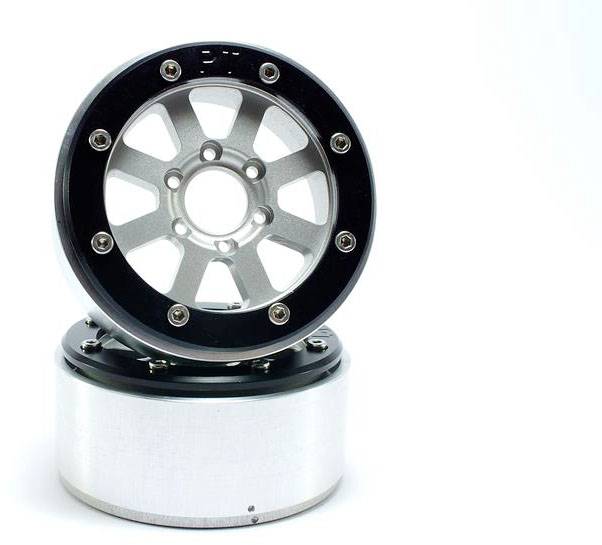 Metsafil 1:10 Crawler Felgen Hammer Silber-Schwarz 1 Paar