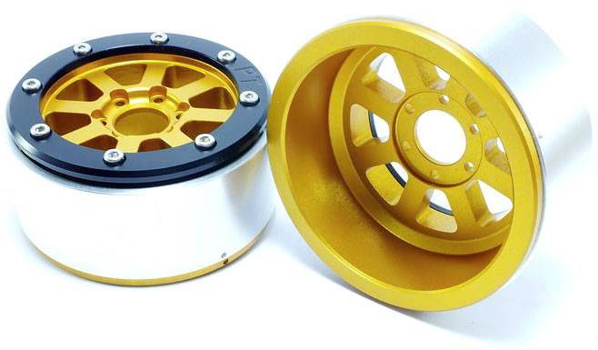 Metsafil 1:10 Crawler Felgen Hammer Gold, Schwarz 1 Paar